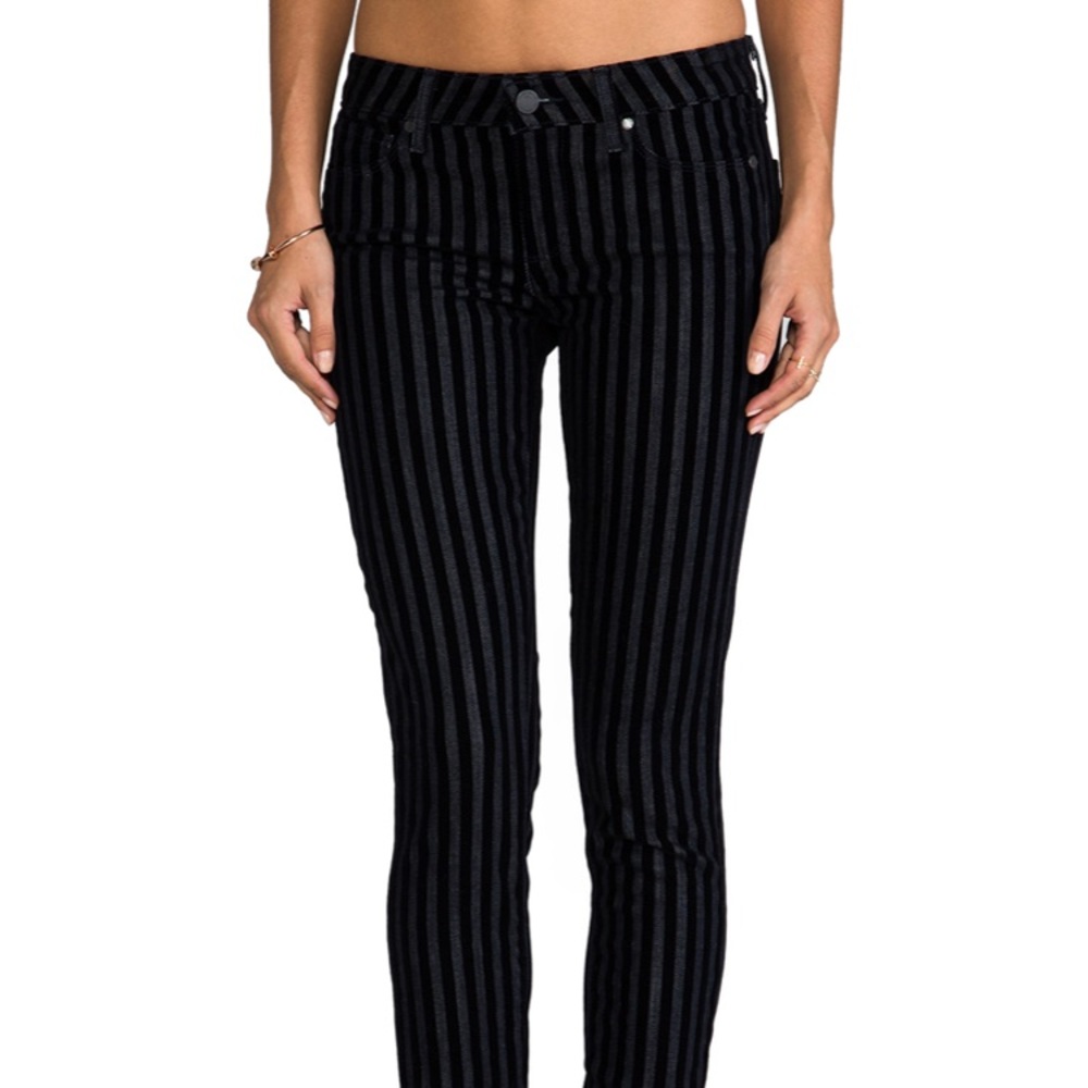 Paige black velvet striped jeans